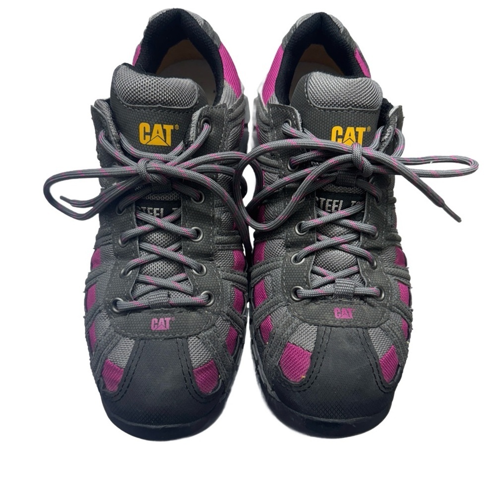 CAT Gray and Pink Steel Toe Shoes